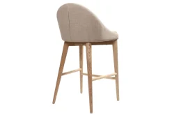 Fashion Miliboo Taburete de bar diseño madera y polyester beige DALIA