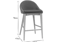 Fashion Miliboo Taburete de bar diseño madera y polyester beige DALIA