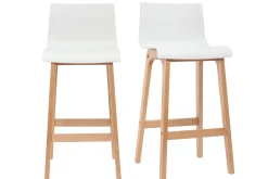 Flash Sale Miliboo Taburete de bar diseño madera y blanco 65cm lote de 2 NEW SURF