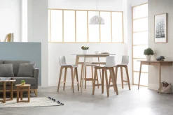 Flash Sale Miliboo Taburete de bar diseño madera y blanco 65cm lote de 2 NEW SURF