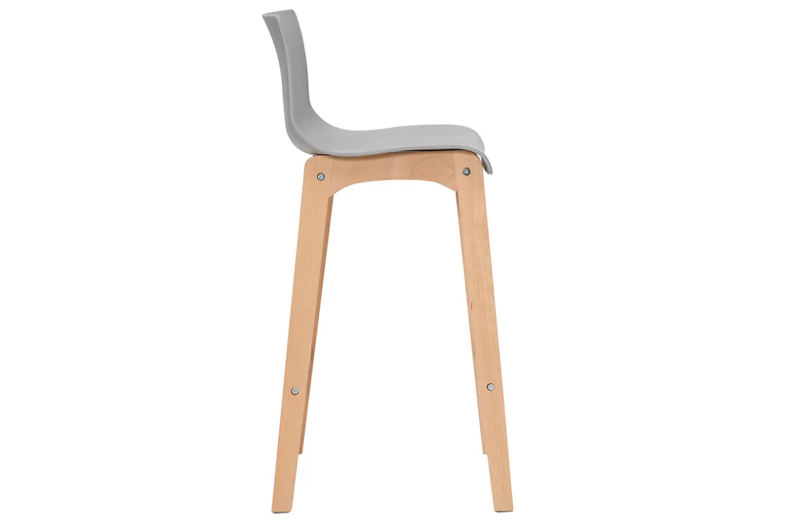 Cheap Miliboo Taburete de bar diseño madera y gris claro 65cm lote de 2 NEW SURF