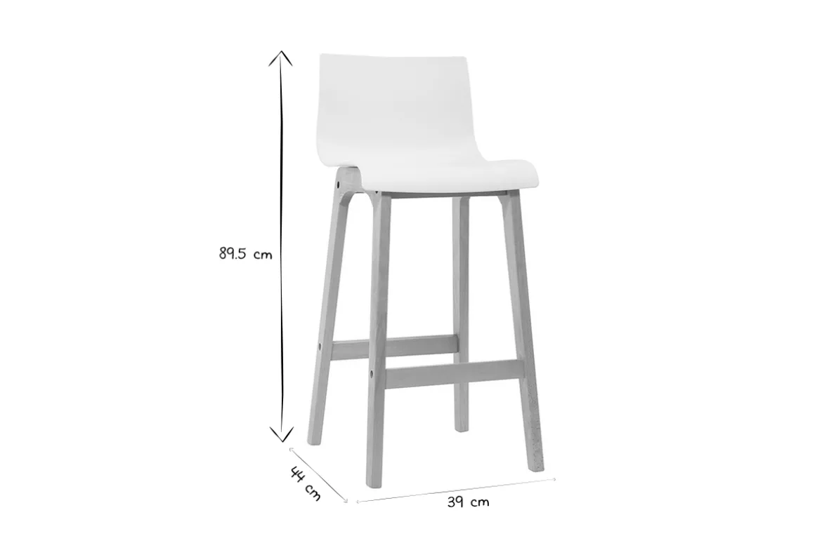 Cheap Miliboo Taburete de bar diseño madera y gris claro 65cm lote de 2 NEW SURF