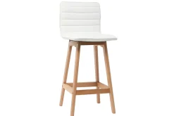 Shop Miliboo Taburete de bar diseño madera y polipiel blanco 65cm lote de 2 EMMA