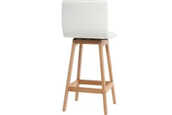 Shop Miliboo Taburete de bar diseño madera y polipiel blanco 65cm lote de 2 EMMA