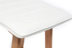 Shop Miliboo Taburete de bar diseño madera y polipiel blanco 65cm lote de 2 EMMA