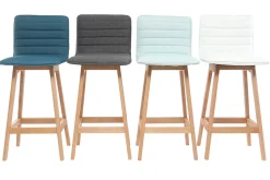 Shop Miliboo Taburete de bar diseño madera y polipiel blanco 65cm lote de 2 EMMA