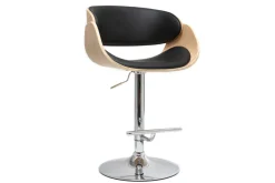 Best Miliboo Taburete de bar diseño negro y madera clara BENT