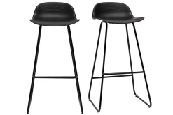 Hot Miliboo Taburete de bar diseño negro lote de 2 ELLA