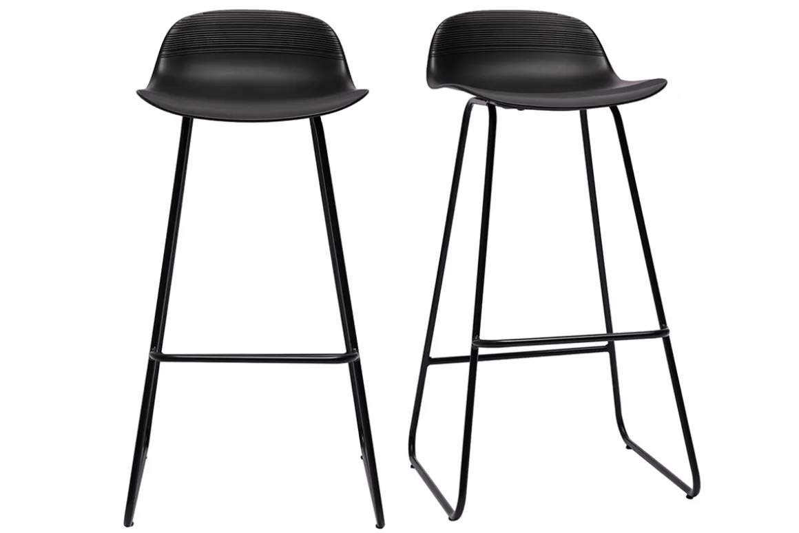 Hot Miliboo Taburete de bar diseño negro lote de 2 ELLA