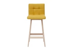 Shop Miliboo Taburete de bar efecto aterciopelado amarillo a 65cm lote de 2 KLARIS