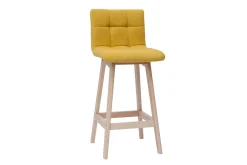 Shop Miliboo Taburete de bar efecto aterciopelado amarillo a 65cm lote de 2 KLARIS