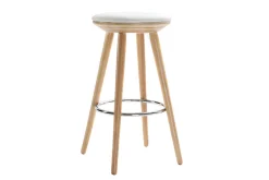 Clearance Miliboo Taburete de bar escandinavo 65cm PU blanco patas madera clara NORDECO