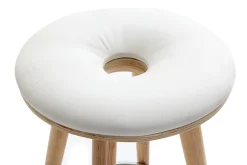 Clearance Miliboo Taburete de bar escandinavo 65cm PU blanco patas madera clara NORDECO