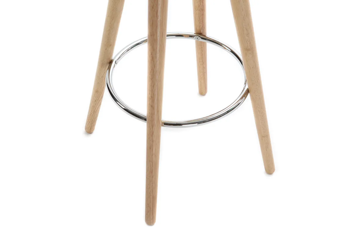 Clearance Miliboo Taburete de bar escandinavo 65cm PU blanco patas madera clara NORDECO