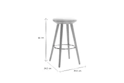 Clearance Miliboo Taburete de bar escandinavo 65cm PU blanco patas madera clara NORDECO