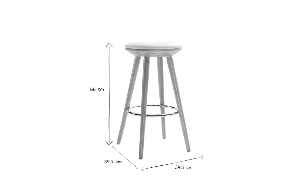 Clearance Miliboo Taburete de bar escandinavo 65cm PU blanco patas madera clara NORDECO