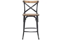 Sale Miliboo Taburete de bar industrial en madera y metal envejecido negro 65 cm JAKE
