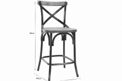 Sale Miliboo Taburete de bar industrial en madera y metal envejecido negro 65 cm JAKE