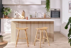 Best Sale Miliboo Taburete de bar madera clara 65 cm DEMORY