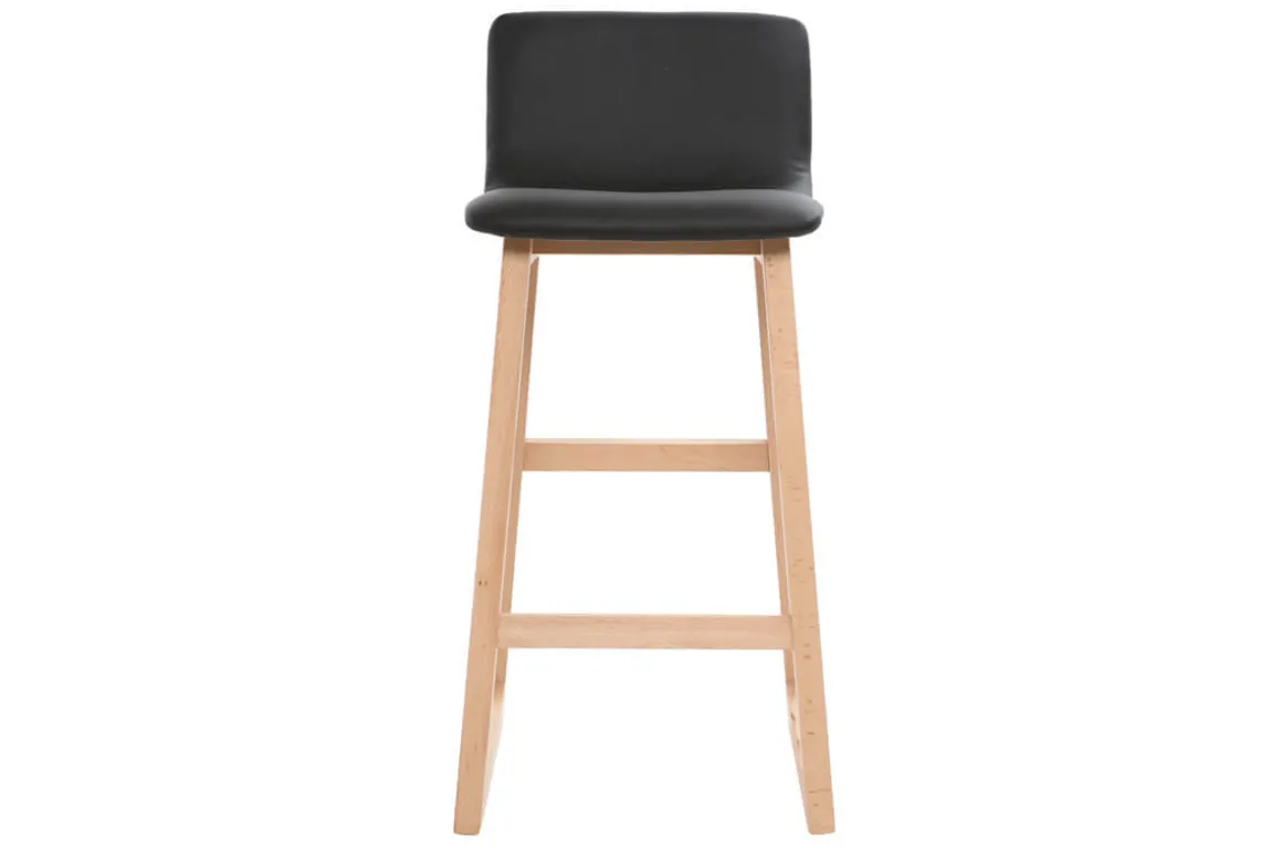 Fashion Miliboo Taburete de bar madera clara y PU negro 65cm lote de 2 OSAKA