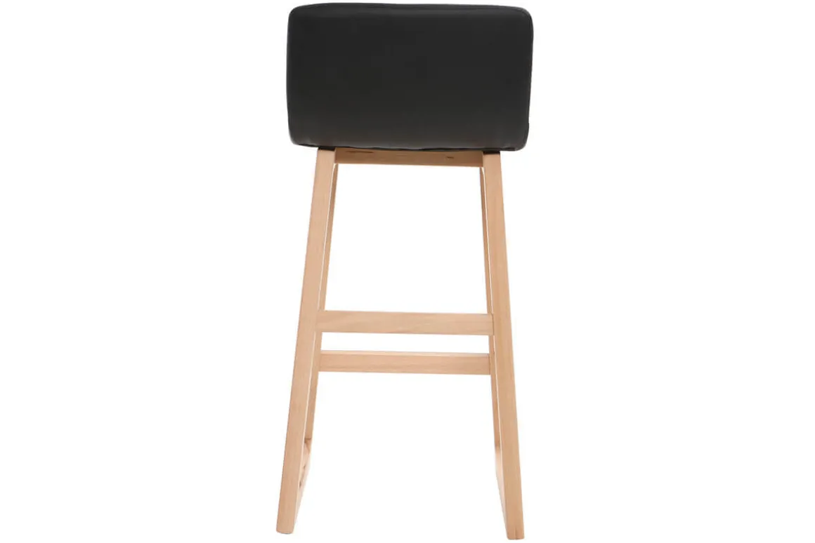 Fashion Miliboo Taburete de bar madera clara y PU negro 65cm lote de 2 OSAKA