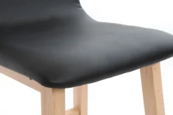 Fashion Miliboo Taburete de bar madera clara y PU negro 65cm lote de 2 OSAKA