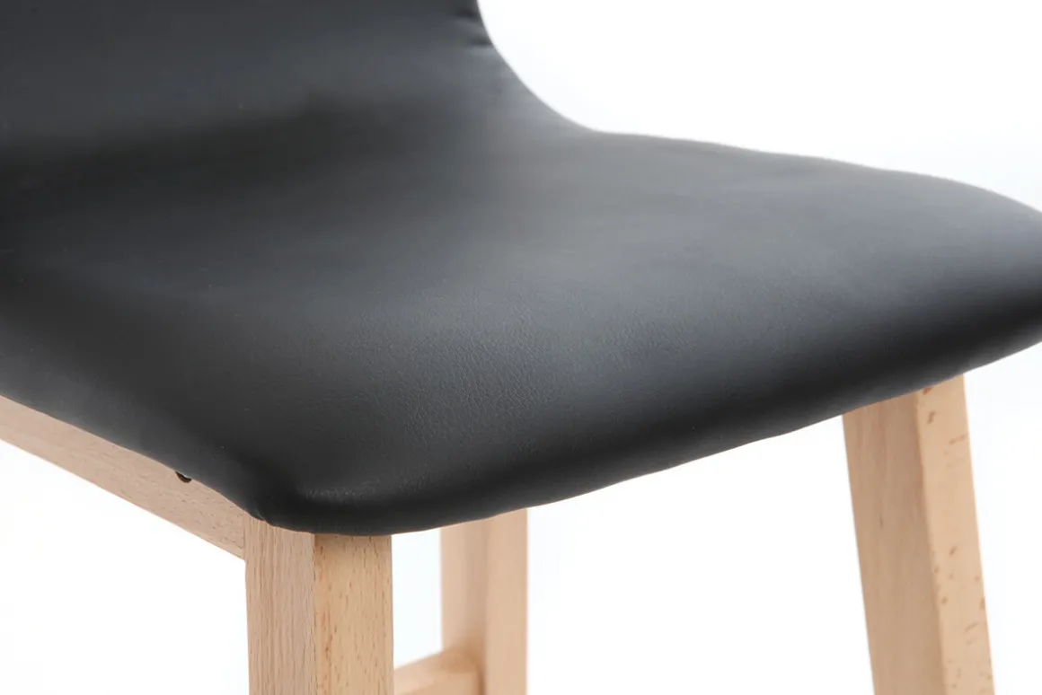 Fashion Miliboo Taburete de bar madera clara y PU negro 65cm lote de 2 OSAKA