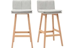 Outlet Miliboo Taburete de bar madera y gris perla 65cm lote de 2 JOAN
