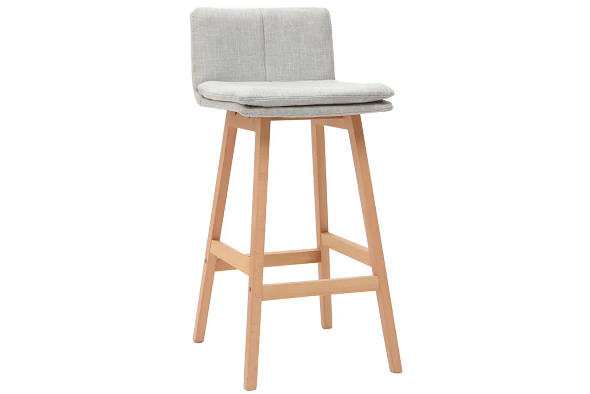 Outlet Miliboo Taburete de bar madera y gris perla 65cm lote de 2 JOAN