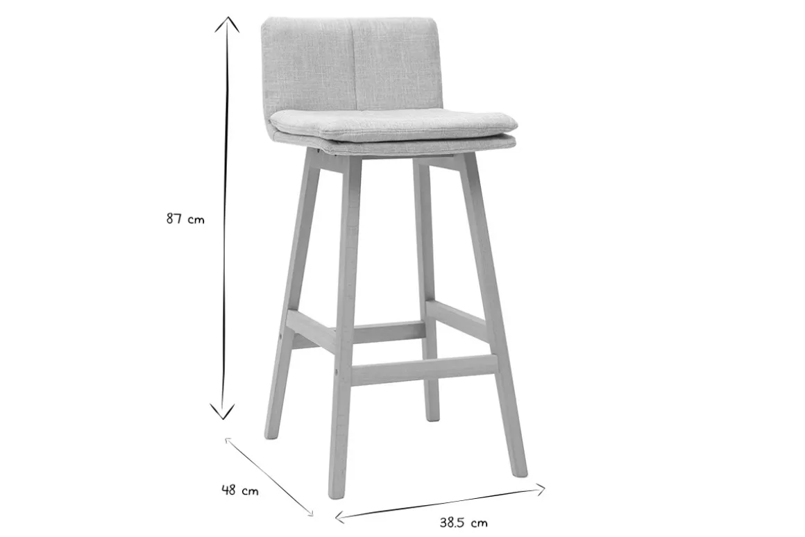 Outlet Miliboo Taburete de bar madera y gris perla 65cm lote de 2 JOAN