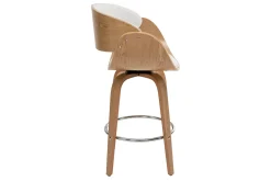 Store Miliboo Taburete de bar moderno blanco y madera clara 65 cm BENT
