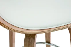 Store Miliboo Taburete de bar moderno blanco y madera clara 65 cm BENT