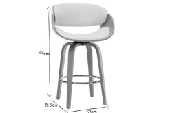 Store Miliboo Taburete de bar moderno blanco y madera clara 65 cm BENT