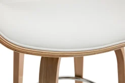 Shop Miliboo Taburete de bar moderno blanco y madera clara 65 cm ARAMIS