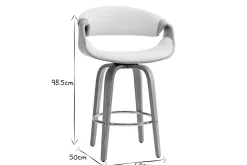 Shop Miliboo Taburete de bar moderno blanco y madera clara 65 cm ARAMIS