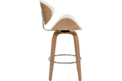 New Miliboo Taburete de bar moderno blanco y madera clara 65 cm WALNUT