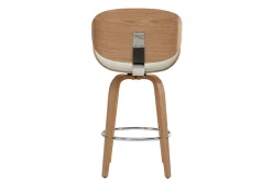 New Miliboo Taburete de bar moderno blanco y madera clara 65 cm WALNUT