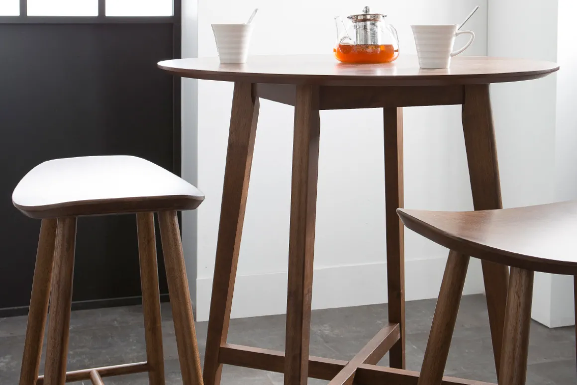 Discount Miliboo Taburete de bar moderno nogal 72cm DEMORY