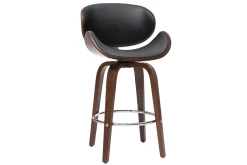 Fashion Miliboo Taburete de bar moderno negro y madera oscura 65 cm WALNUT