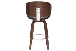 Fashion Miliboo Taburete de bar moderno negro y madera oscura 65 cm WALNUT
