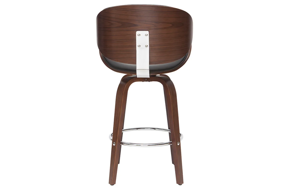 Fashion Miliboo Taburete de bar moderno negro y madera oscura 65 cm WALNUT