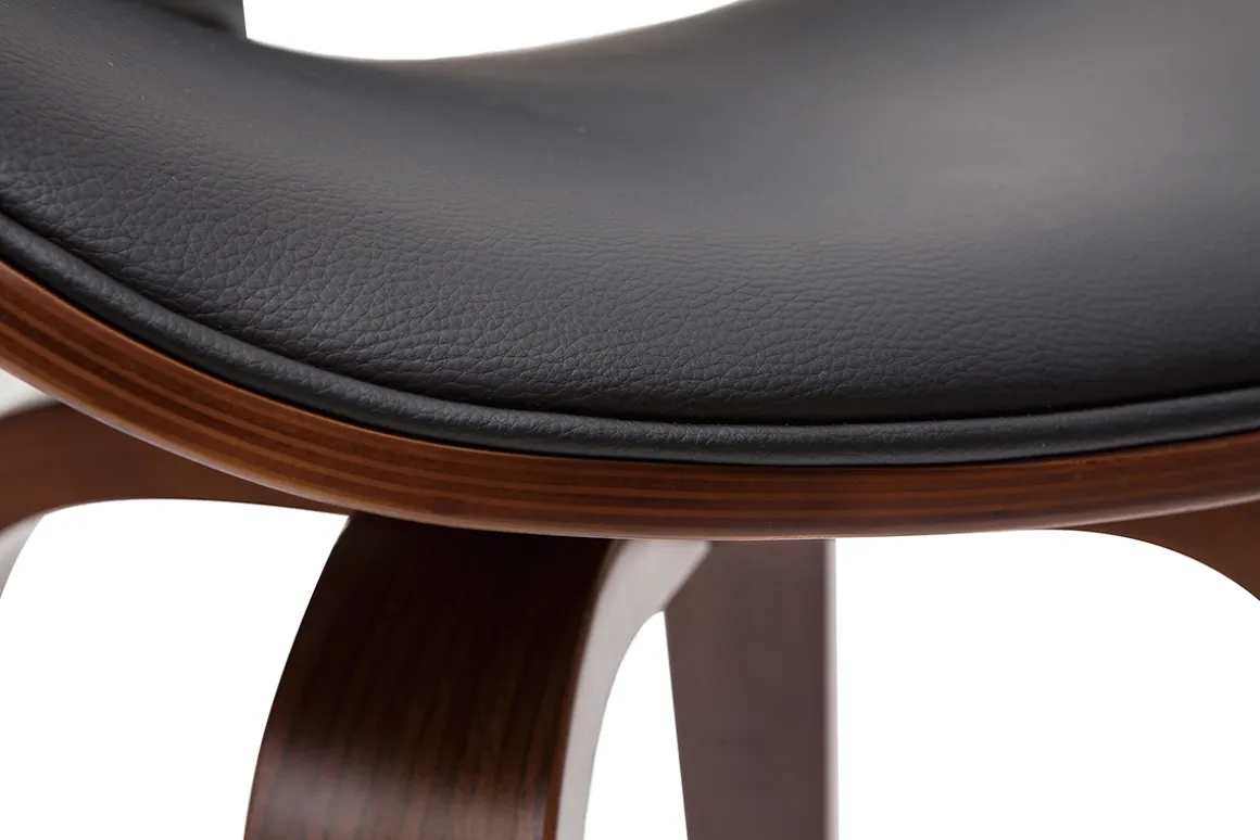 Fashion Miliboo Taburete de bar moderno negro y madera oscura 65 cm WALNUT
