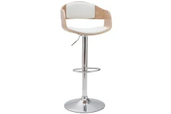 Outlet Miliboo Taburete de bar moderno regulable blanco y madera clara EUSTACHE