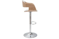 Outlet Miliboo Taburete de bar moderno regulable blanco y madera clara EUSTACHE