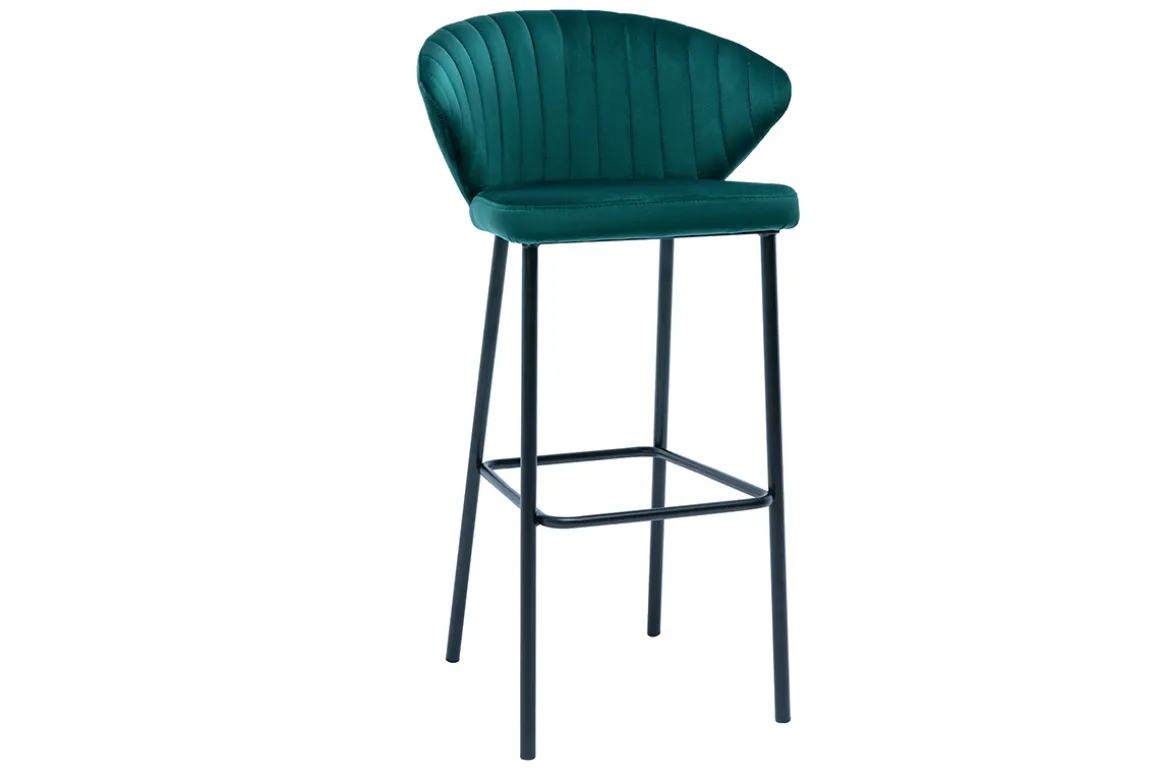 Hot Miliboo Taburete de bar moderno terciopelo azul petróleo 78 cm DALLY