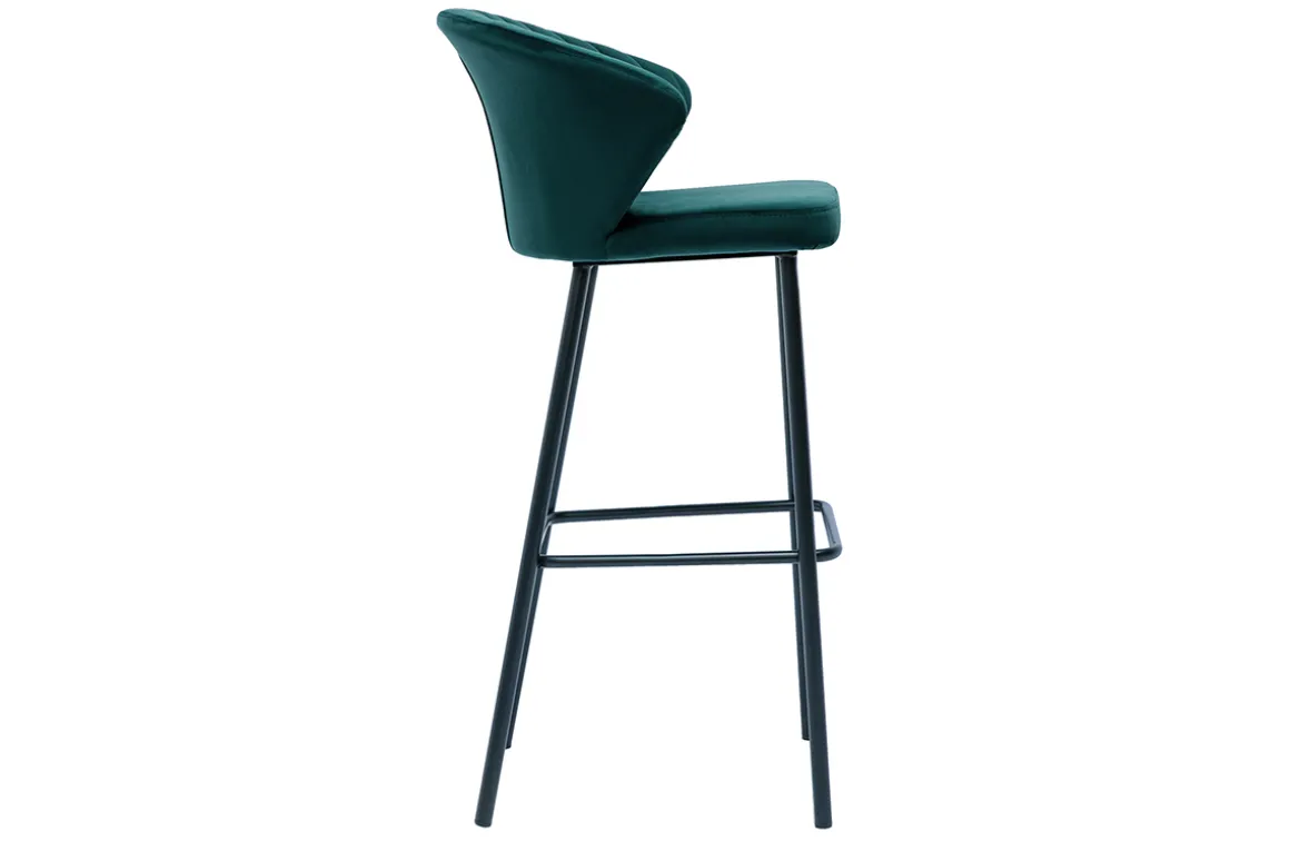 Hot Miliboo Taburete de bar moderno terciopelo azul petróleo 78 cm DALLY