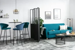 Hot Miliboo Taburete de bar moderno terciopelo azul petróleo 78 cm DALLY