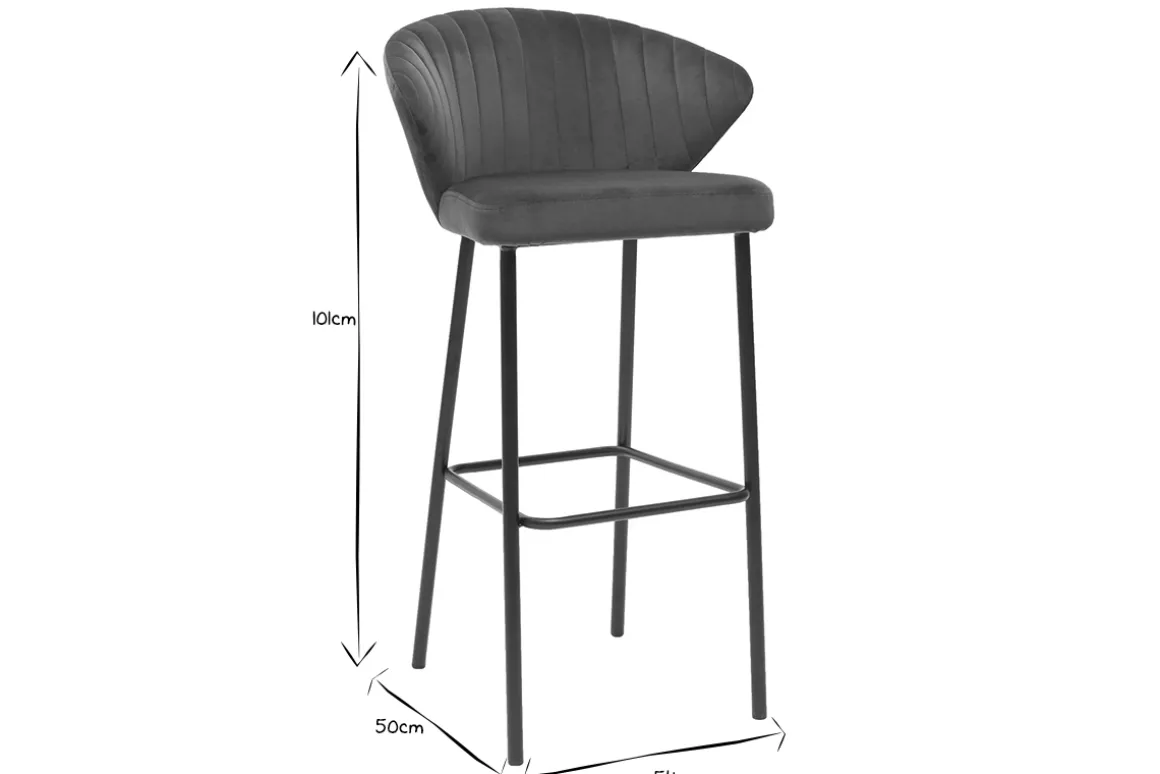 Hot Miliboo Taburete de bar moderno terciopelo azul petróleo 78 cm DALLY