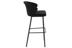 Discount Miliboo Taburete de bar moderno terciopelo negro 78 cm DALLY