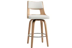 Clearance Miliboo Taburete de bar nórdico blanco y madera clara GARBO